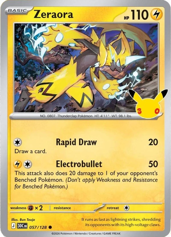 Zeraora 057/128 holo 30th Anniversary