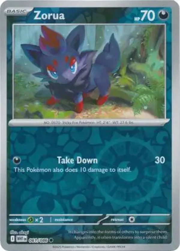 Zorua 061/086 Reverse Holo White Flare