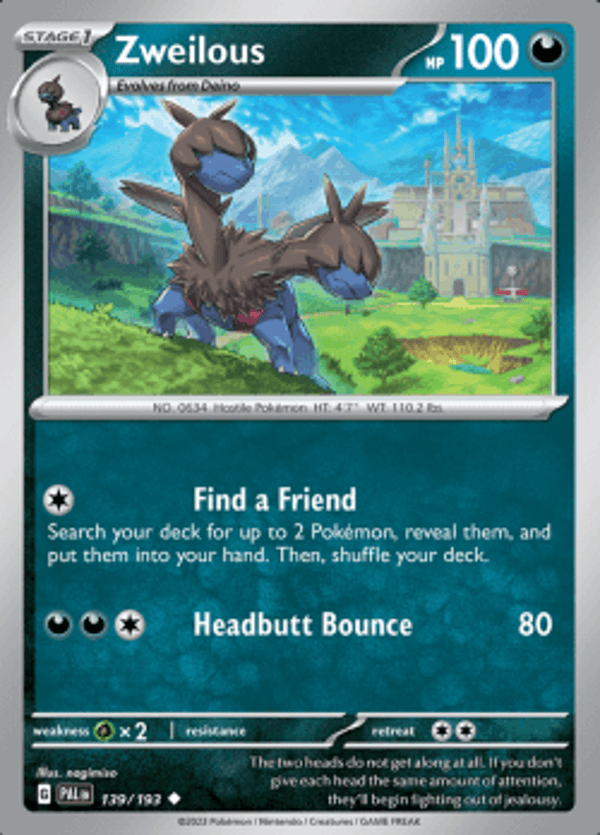 Zweilous 139/193 reverse holo Paldea evolved