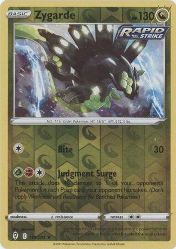 zygarde 118/203 reverse holo evolving skies
