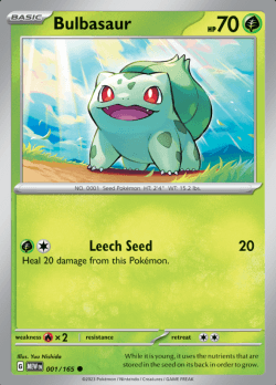 Bulbasaur 001/165 reverse holo pokemon 151