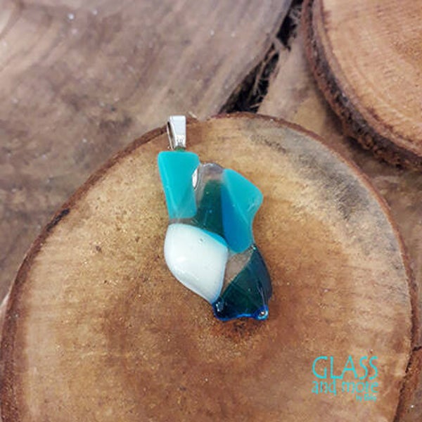 Turquoise wit transparante hanger (GHT04R)