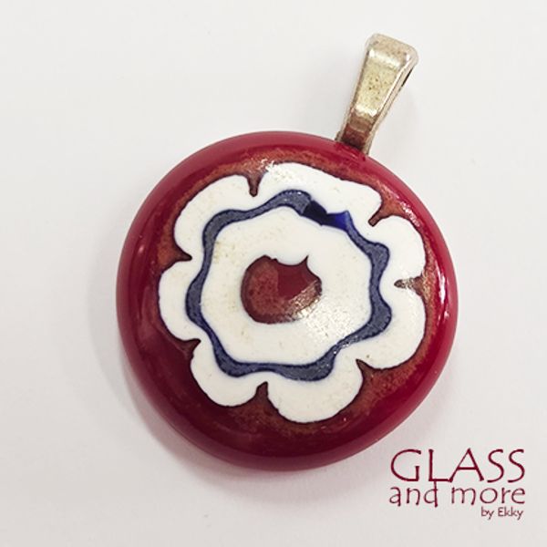 Millefiori hanger in roodbruin