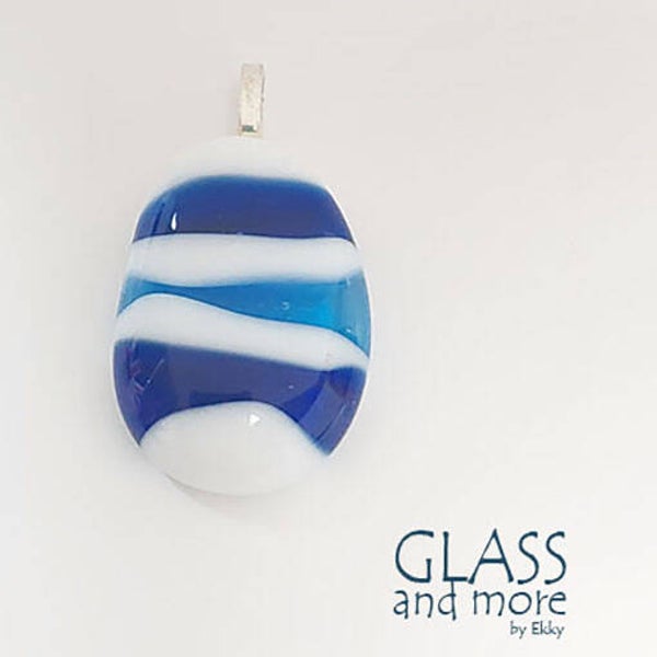 Blauw wit gestreepte hanger