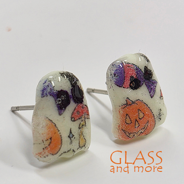 Halloween spookjes print oorstekers