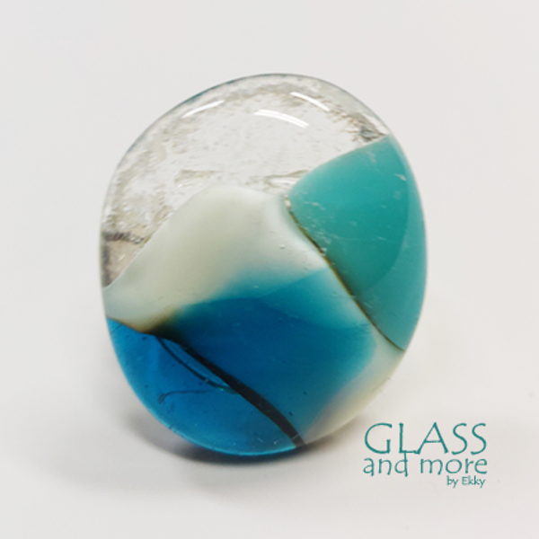glasring in turquoise en blauwe kleuren