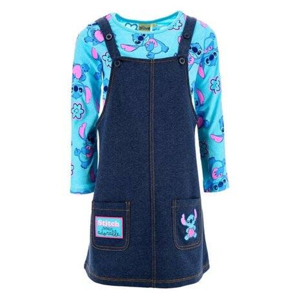 Conjunto 2 piezas, peto con camiseta Lilo y Stitch niña
