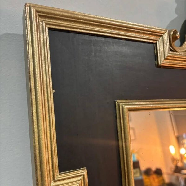 SPECCHIO VINTAGE CON CORNICE NERA E ORO