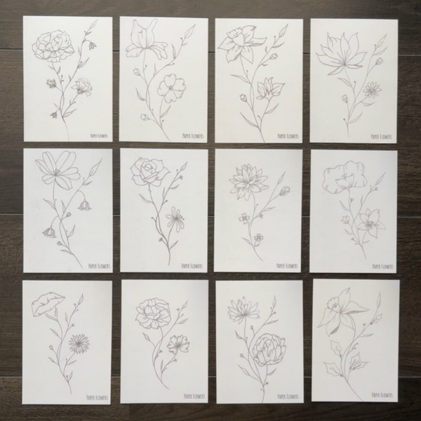 Collectie botanische wenskaarten