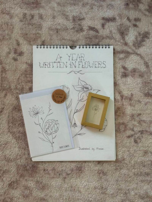 Botanische verjaardagskalender + wenskaart + lijstje