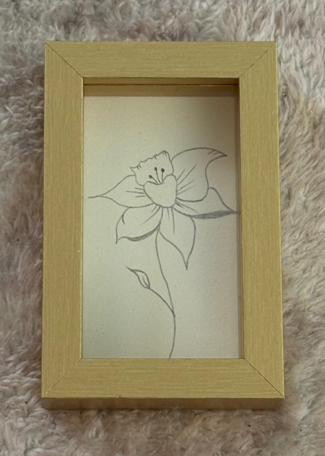 Ingelijste illustratie - Narcis - Maart