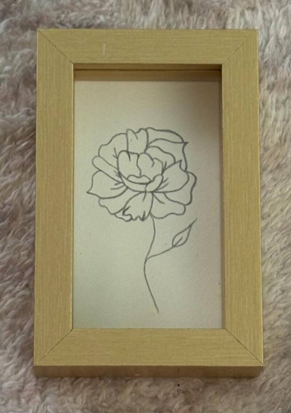 Ingelijste illustratie - Goudsbloem - Oktober