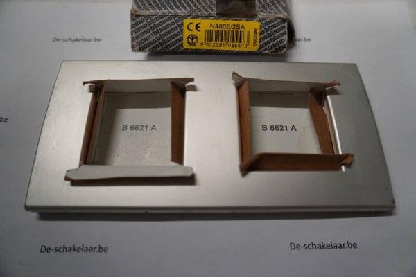 Bticino light N4802/2SA 2x2modules horizontaal gepolijst zilver
