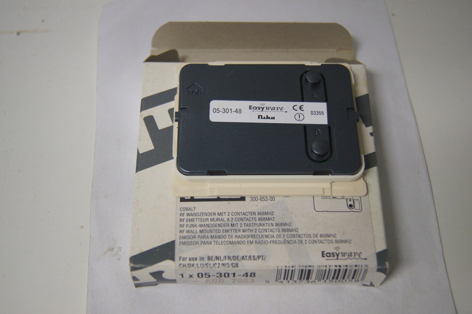 Niko 05-301-48 RF cobalt RF wandzender met 2 contacten 868 MHZ