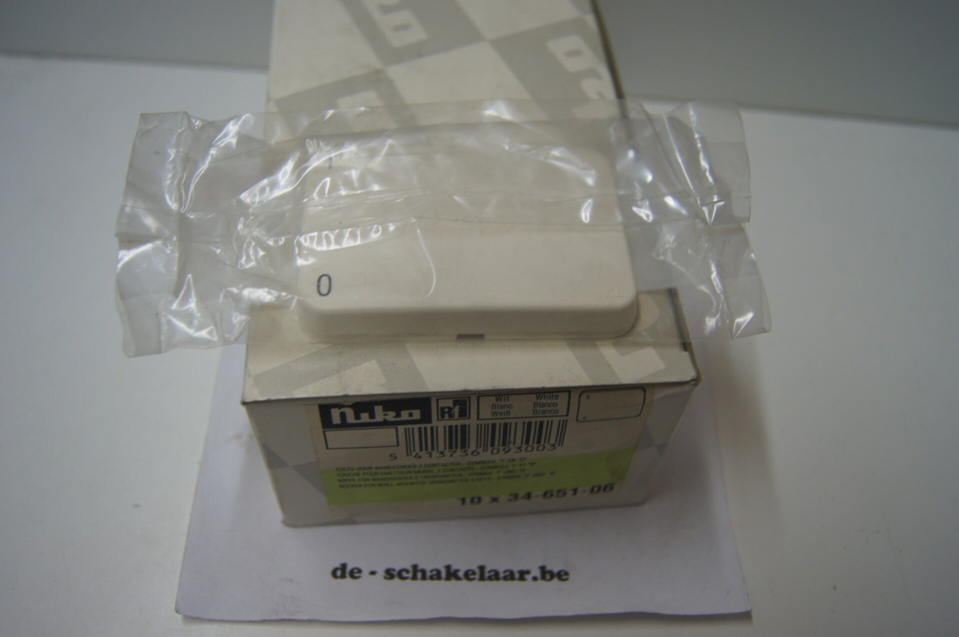 Niko 34-651-06 PR20 toets voor wandzender met 1 en 0 symbool wit