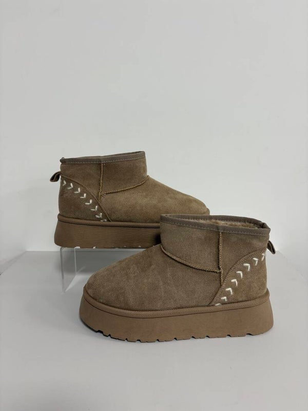 Boots taupe stiksel