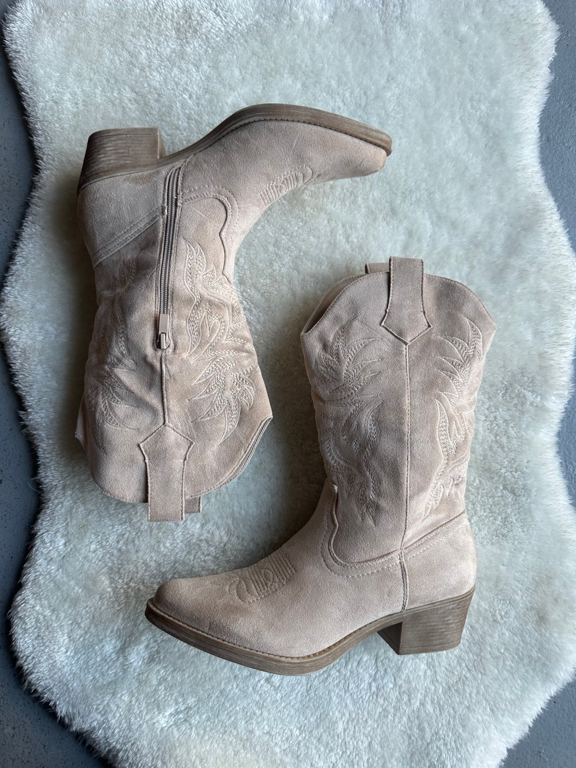 Cowboylaarzen beige stiksel