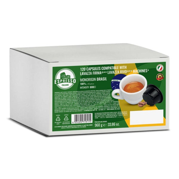 120 capsules de café espresso italien Monorigin Brasil compatibles avec Lavazza Firma