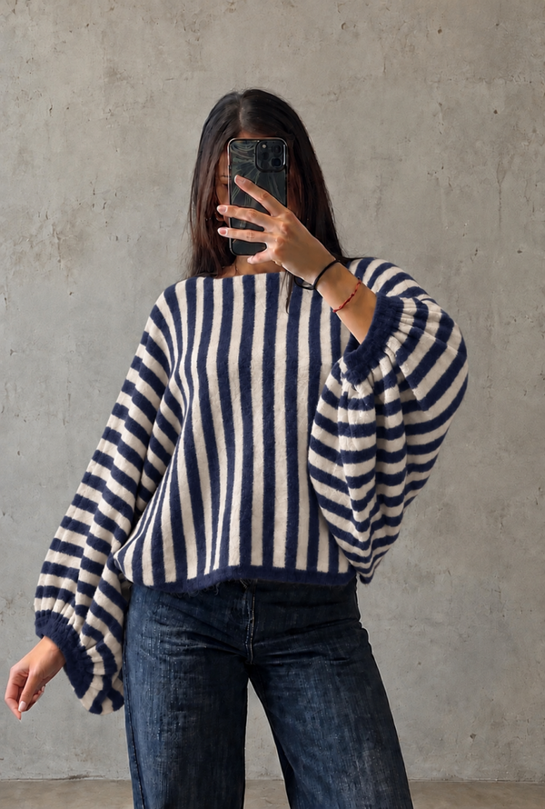 Zeb bestreepte knit navy/créme