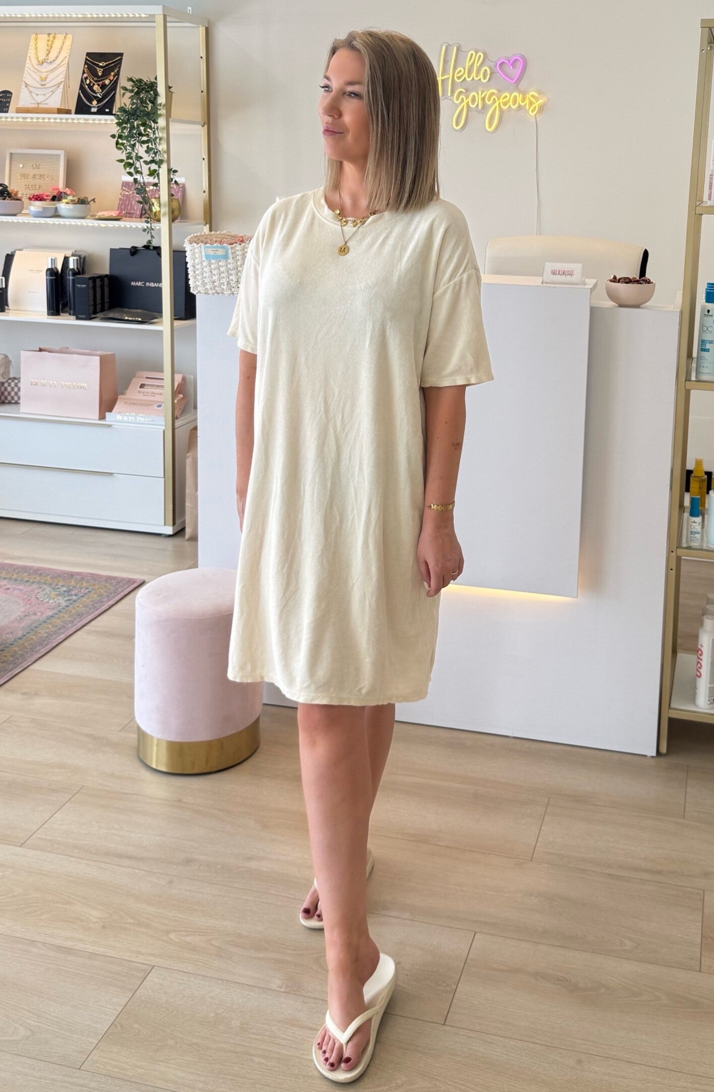 Jill badstof (spons) short dress créme