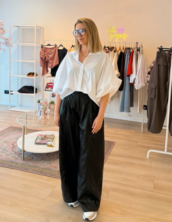 Vegan leather trousers zwart