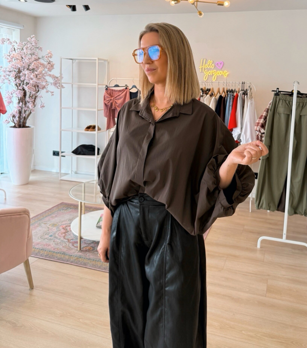 Camille poffy blouse choco