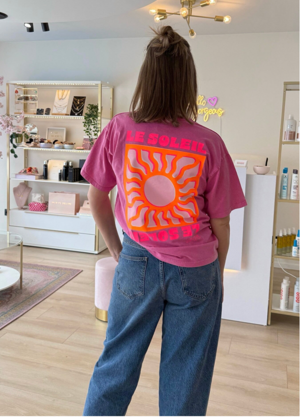 T-shirt soleil dark pink, TU