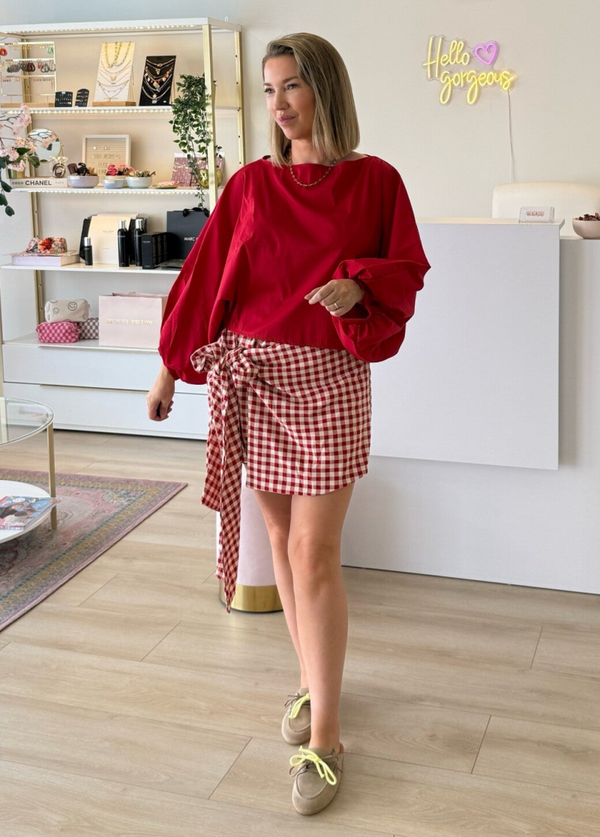 Balloon blouse rood