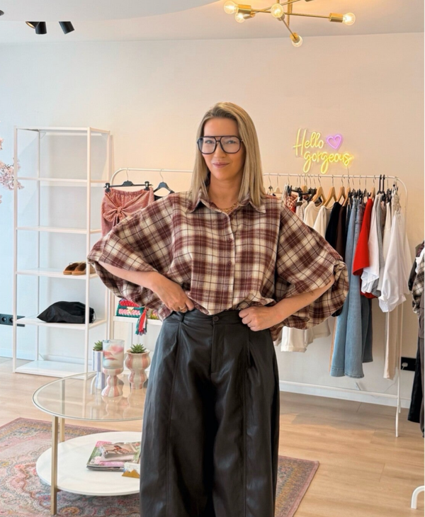 Daisy poffy blouse flanel burgundy