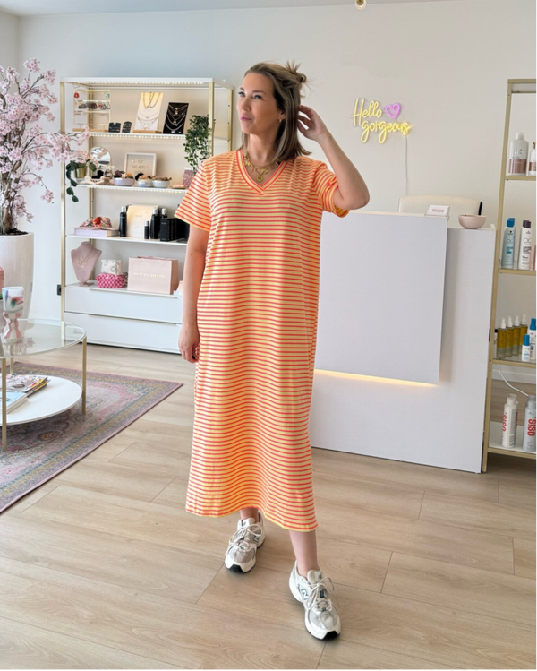 Gestreepte T-shirt dress Luka, geel, TU