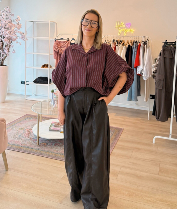 Vegan leather trousers bruin