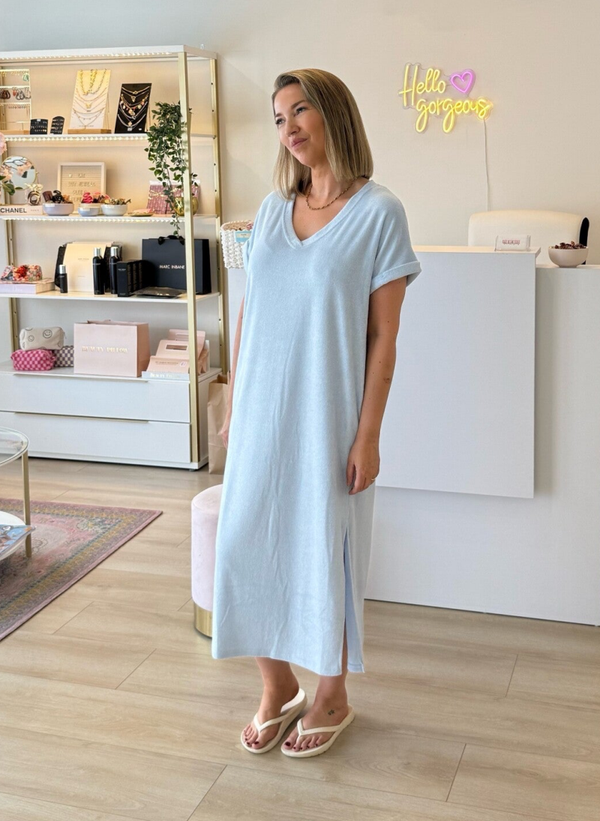 Mona Badstof (spons) jurk babyblauw