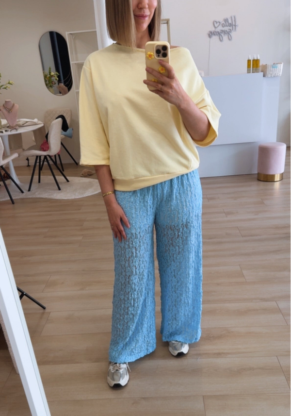 Lace pantalon blauw