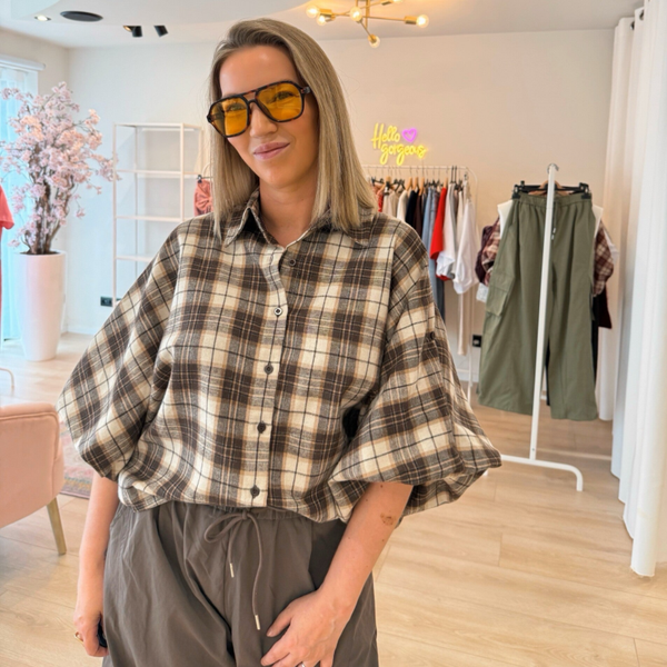 Daisy poffy blouse flanel bruin