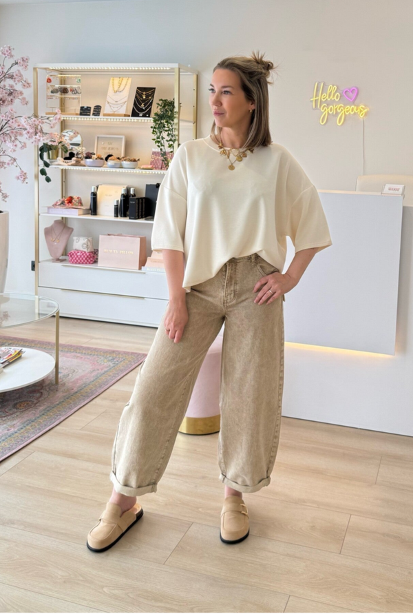 Balloon jeans Nell, taupe