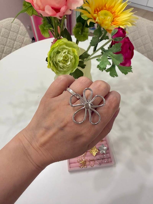 ring daisy zilverkleur