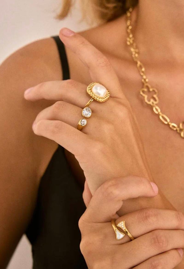 Ring rvs goud 2