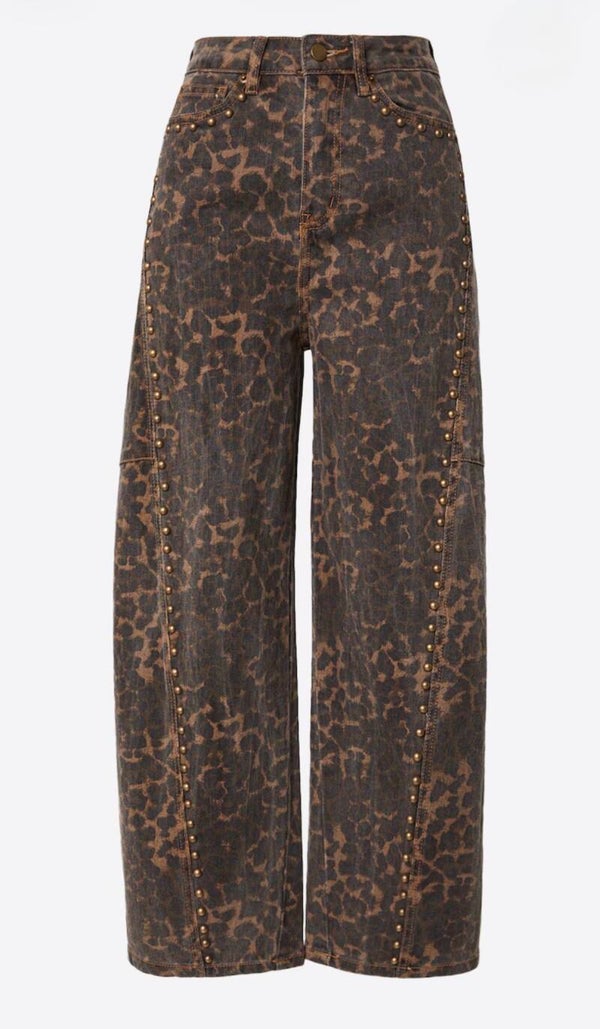 Leopard stud balloon denim