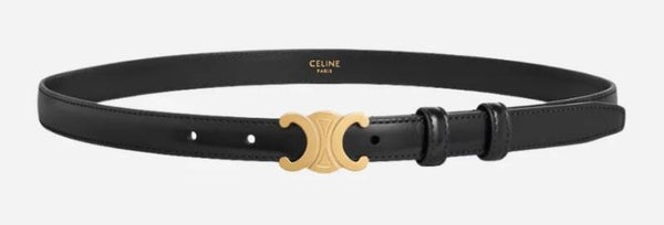 Celine Cintura Triomphe 25 mm Nera in Pelle Taurillon