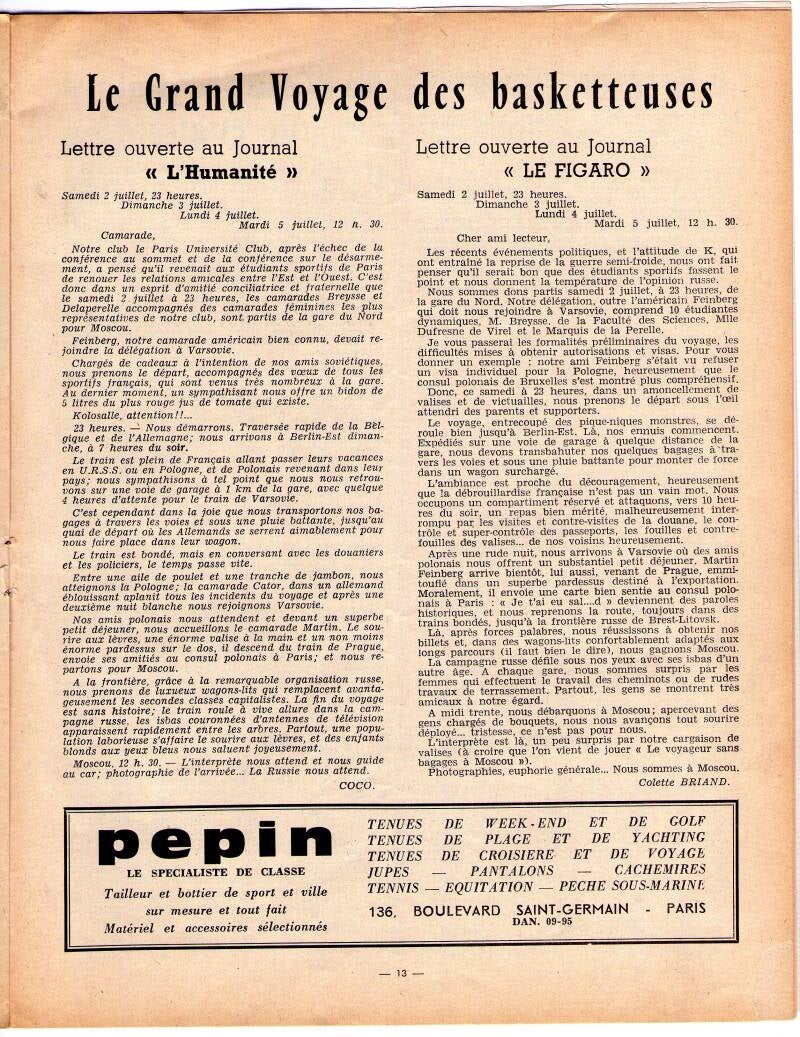 Septembre 1960 Les Filles en Pologne