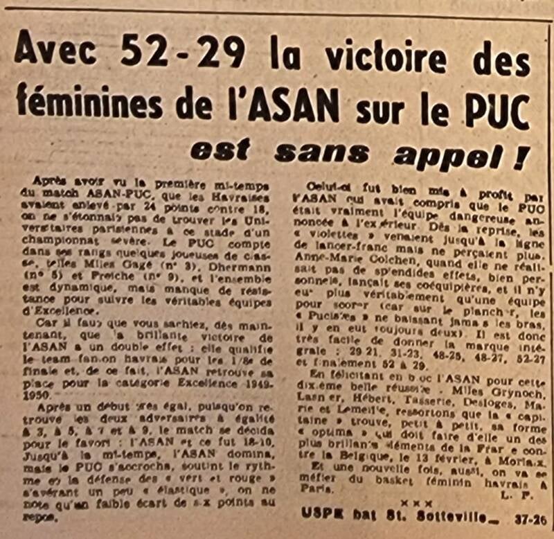 Le Havre-PUC janvier 49