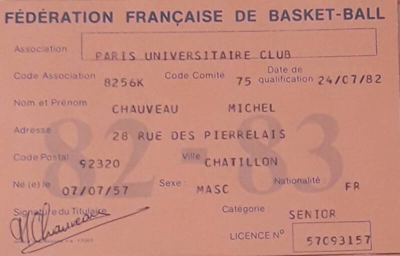Licence Michel Chauveau 82-83