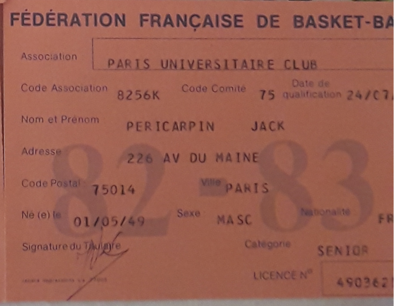 Licence Jack Pericarpin 82-83
