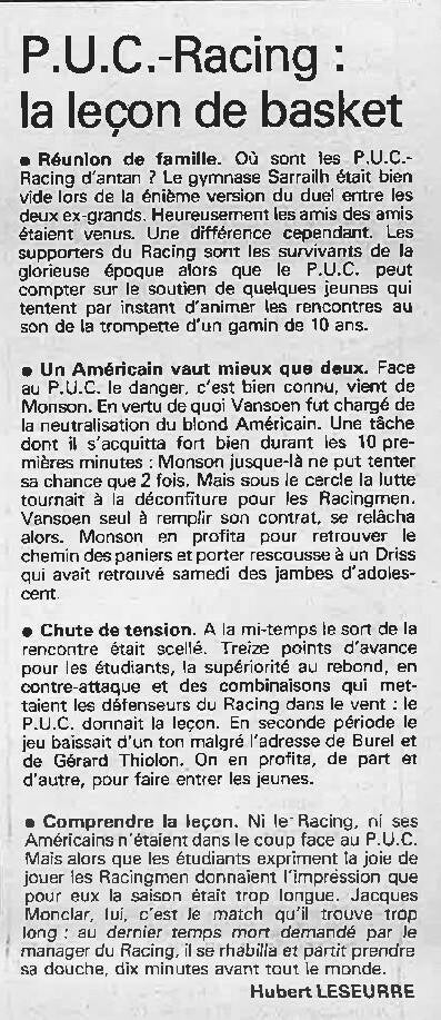 PUC-Racing 15 mars 1975