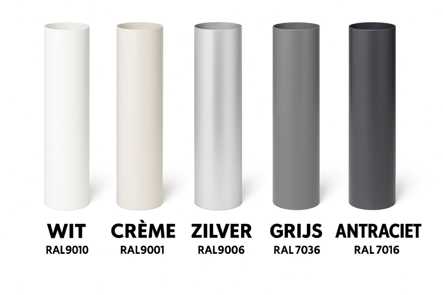 Ronde aluminium afvoerbuizen in diverce kleuren 