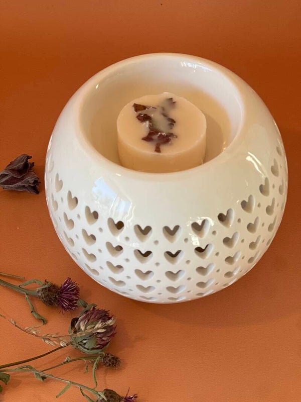 Brûle parfum Céramy Cœur– Bougeoir en Céramique Laquée – Diffusion Fondant parfumé, Huiles Essentielles – Idée Cadeau Déco
