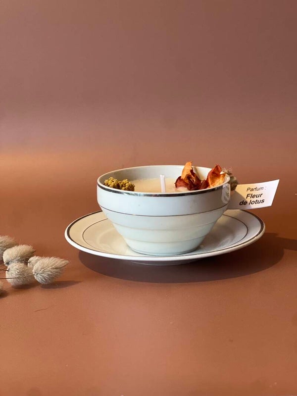 Bougie tasse vintage Parfum fleur de Lotus