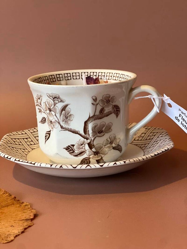 Bougie tasse vintage parfum Fleur de lotus
