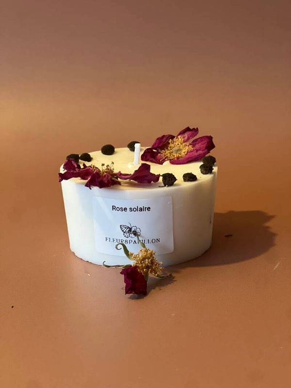 Bougie fleurie parfumée Rose solaire