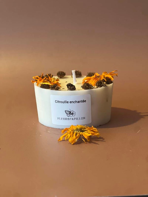 Bougie fleurie parfumée Citrouille enchantée